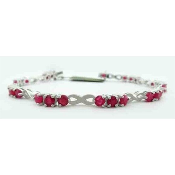 Genuine 6.10 Cts Rubies Tennis Bracelet .925 Sterling Silver